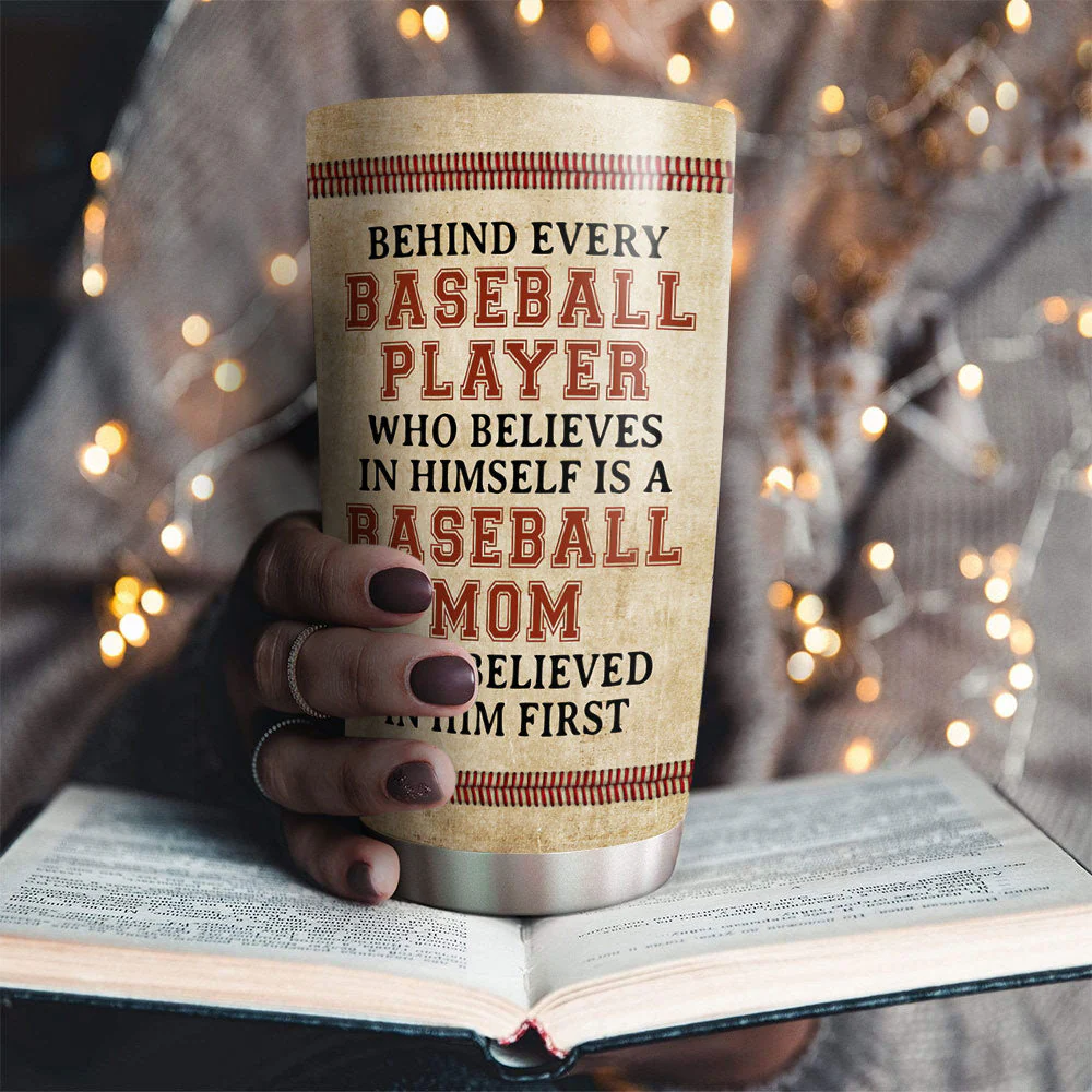 Baseball Mom Behind Every Baseball Player - Personalized Custom Tumbler - Image 5