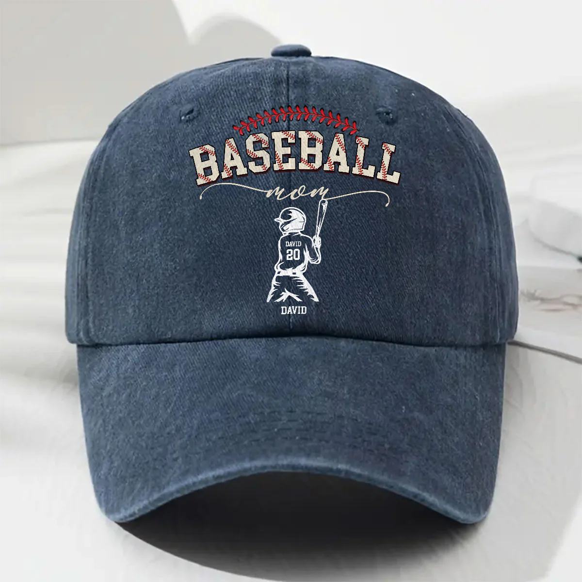Baseball Mom Grandma - Personalized Custom Vintage Washed Denim Cap - Image 5