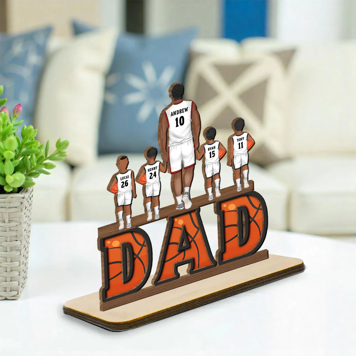 Basketball Mom - Personalized Custom 2-Layer Wood Plaque With Flat Base - Image 3