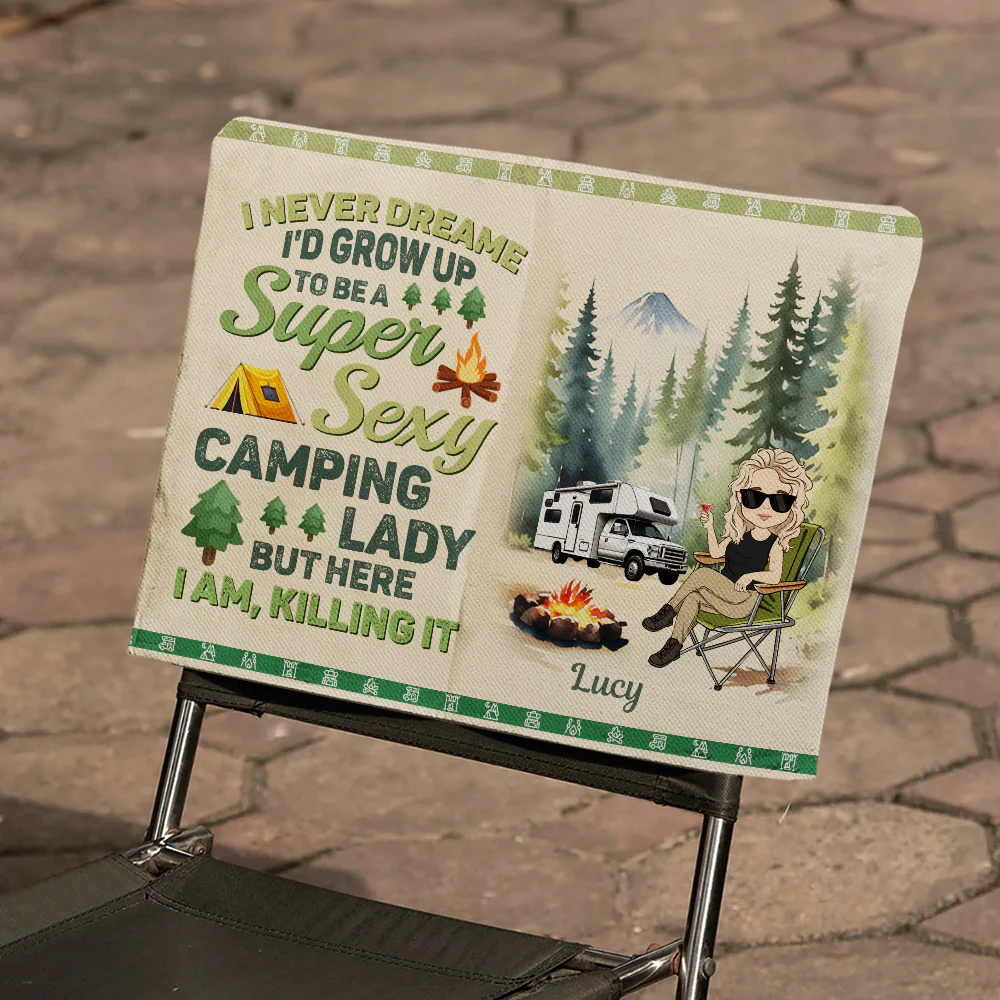 Be A Super Sexy Camping Lady - Personalized Custom Camping Chair Cover - Image 2