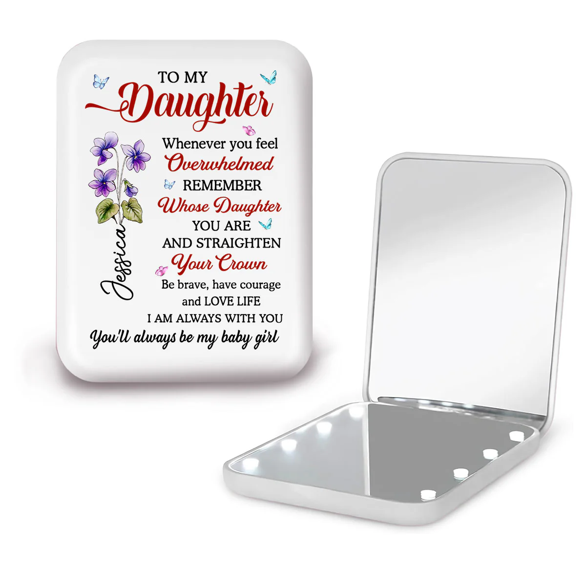 Be Brave - Personalized Custom LED Pocket Mirror