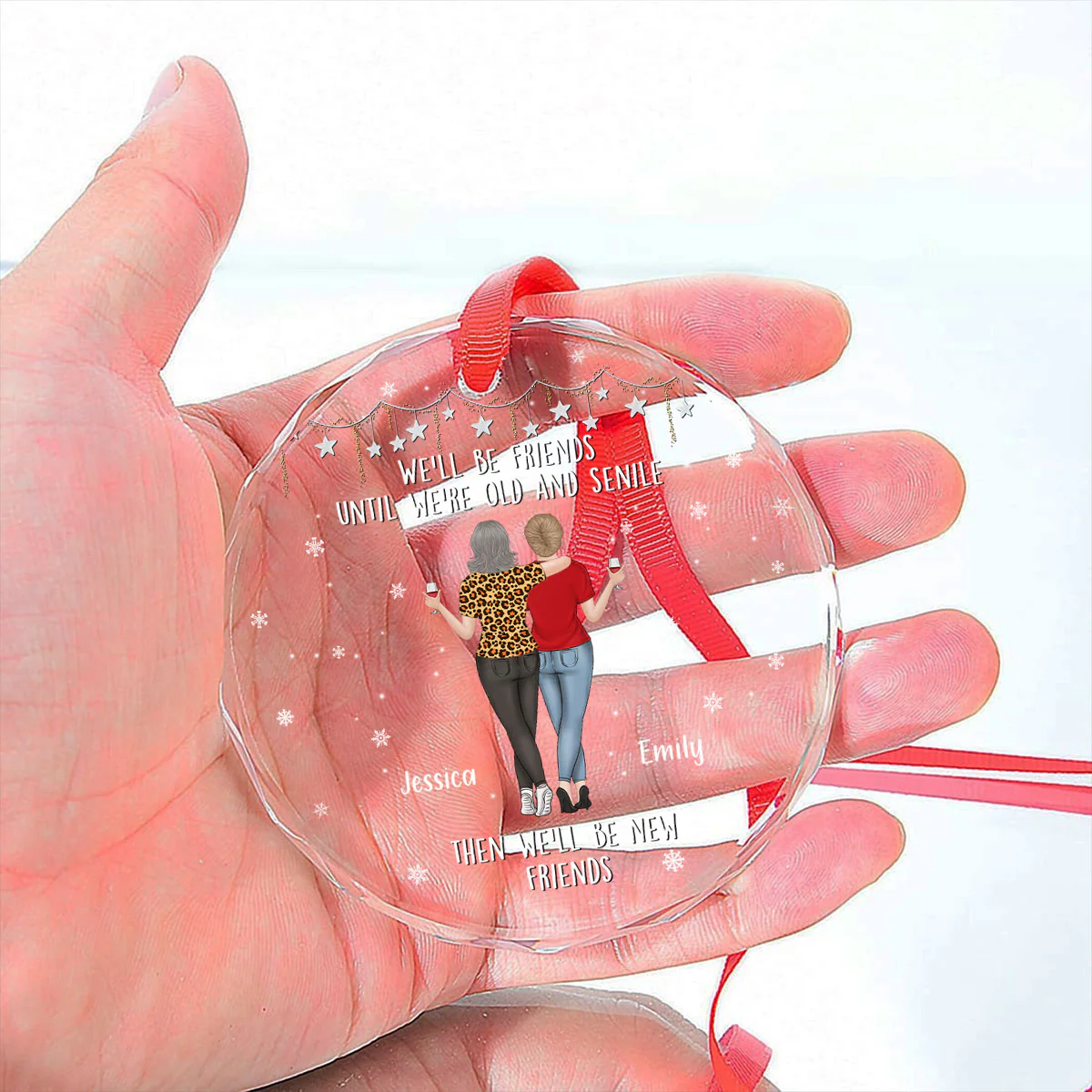 Be Friends Until We Are Old - Personalized Custom Glass Ornament - Image 4