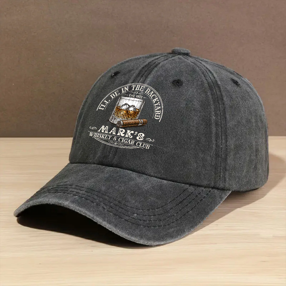 Be In The Backyard - Personalized Custom Vintage Washed Denim Cap - Image 5
