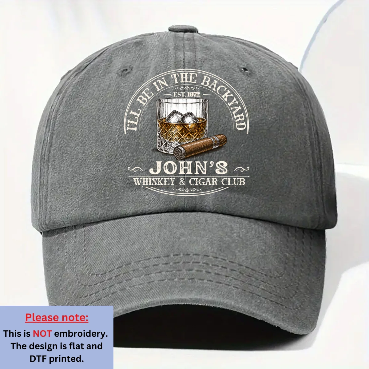 Be In The Backyard - Personalized Custom Vintage Washed Denim Cap - Image 8
