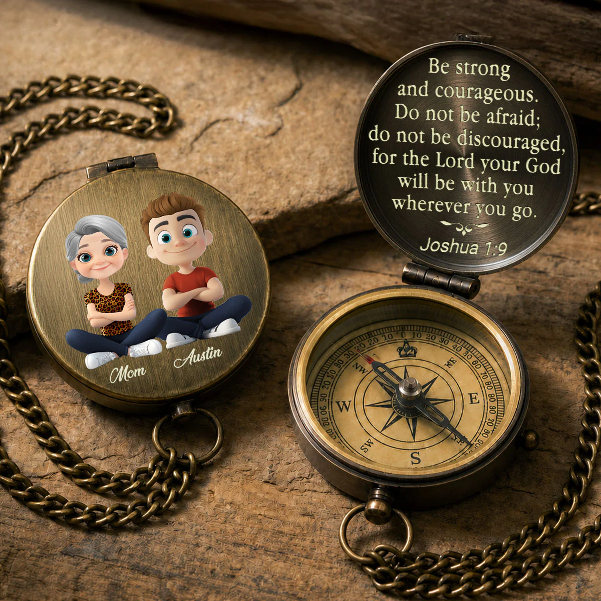 Be Strong And Courageous - Personalized Custom Pocket Compass - Image 4