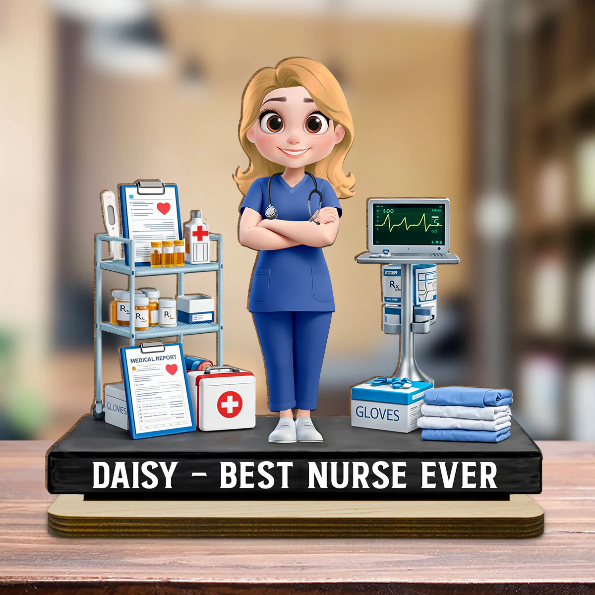 Be The Nurse You Would Want As A Patient - Personalized Custom 2-Layer Wood Plaque With Flat Base - Image 3