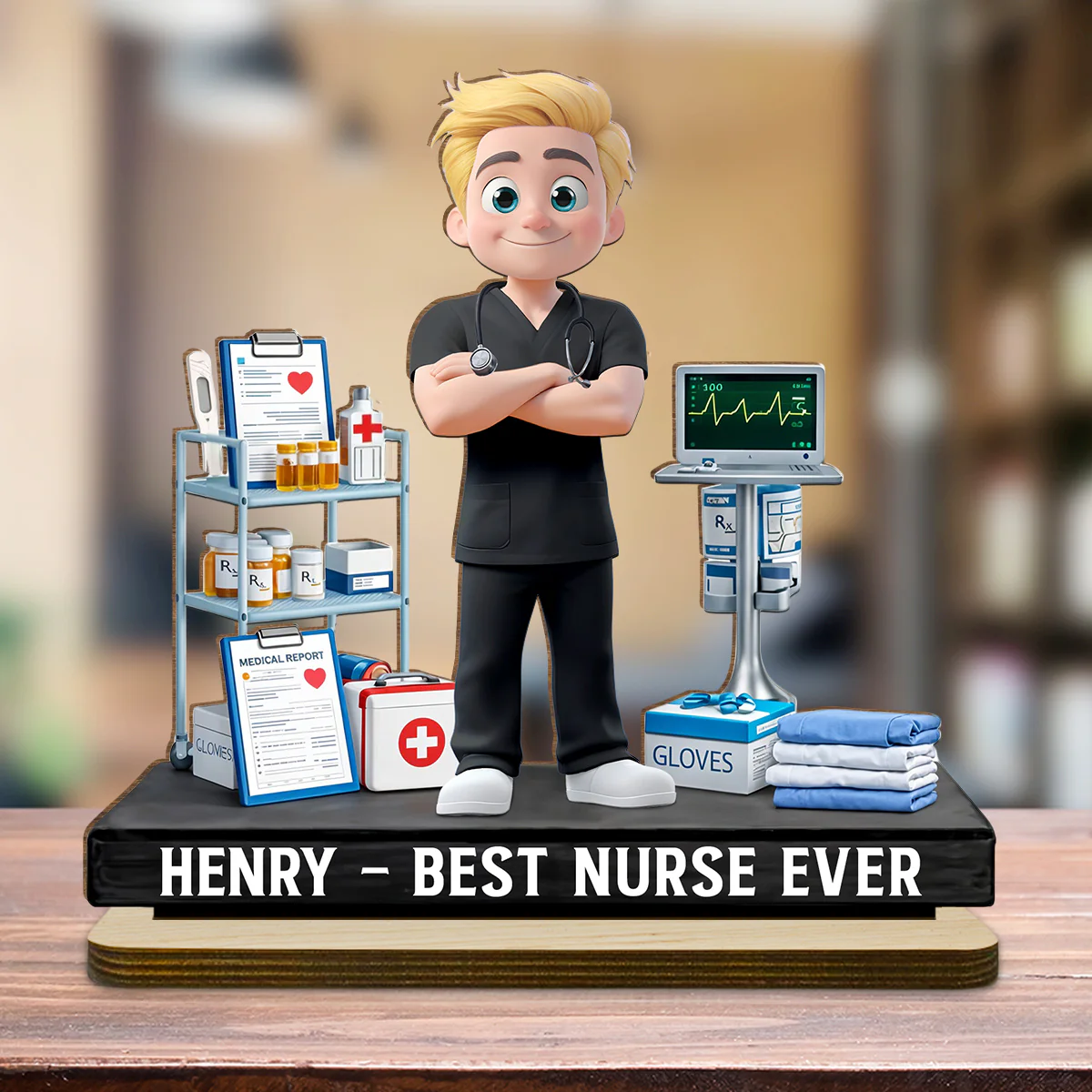 Be The Nurse You Would Want As A Patient - Personalized Custom 2-Layer Wood Plaque With Flat Base - Image 4