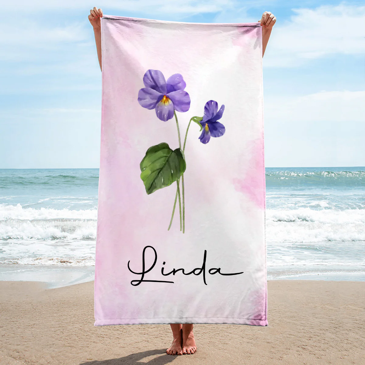 Beach Flower - Personalized Custom Beach Towel