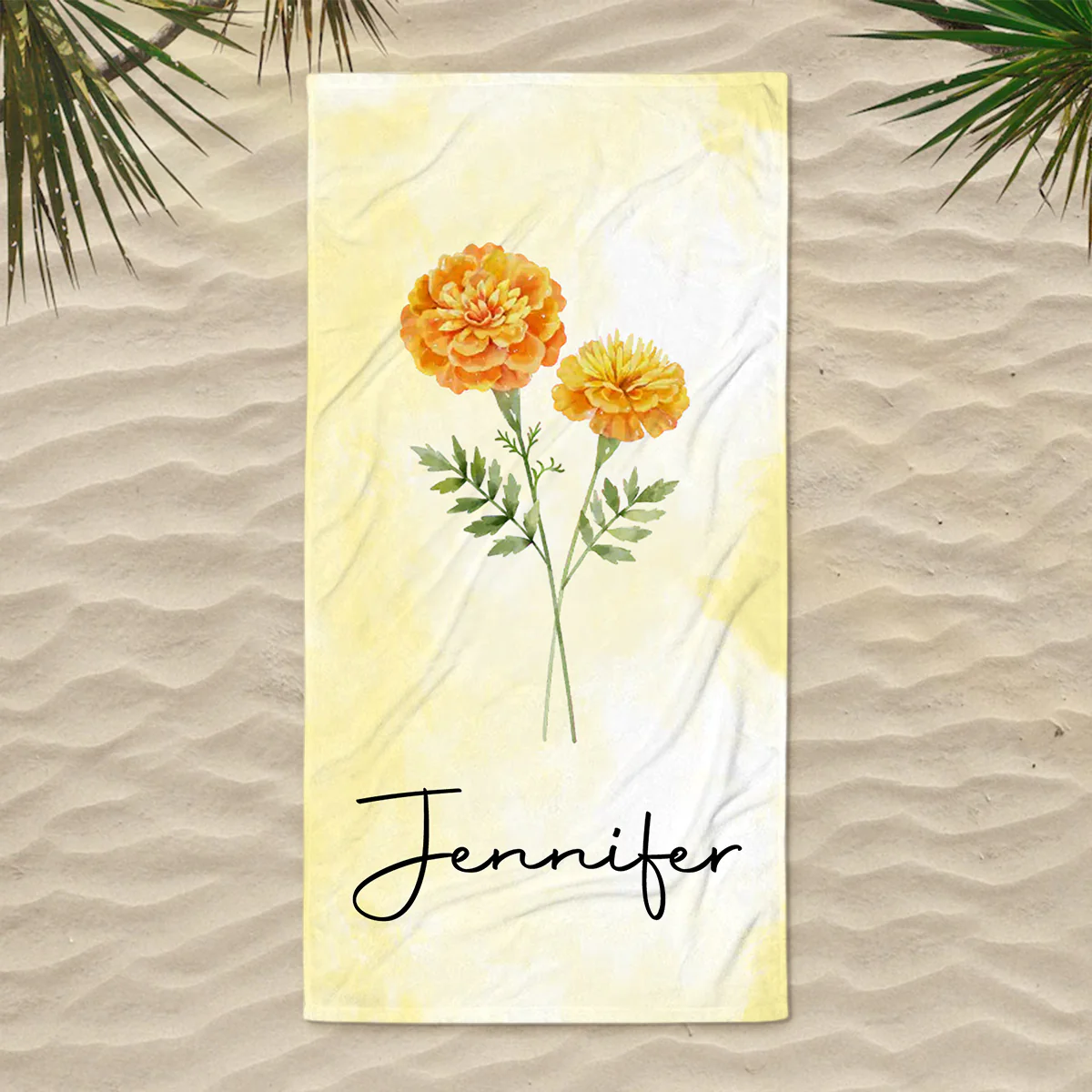 Beach Flower - Personalized Custom Beach Towel - Image 2