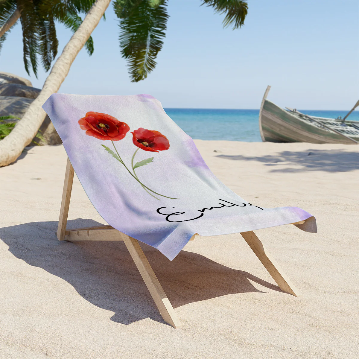 Beach Flower - Personalized Custom Beach Towel - Image 3