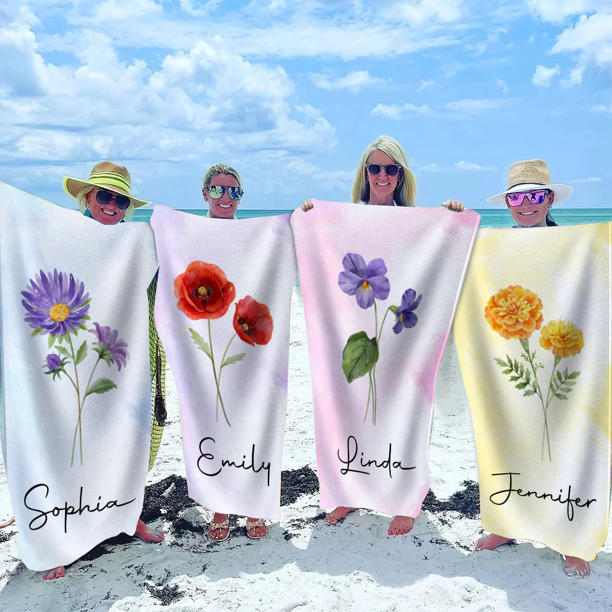 Beach Flower - Personalized Custom Beach Towel - Image 4