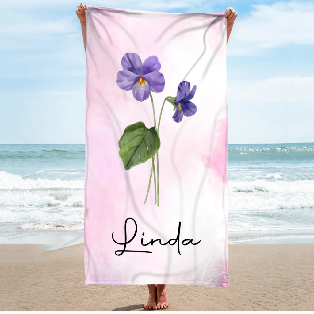 Beach Flower - Personalized Custom Beach Towel - Image 5