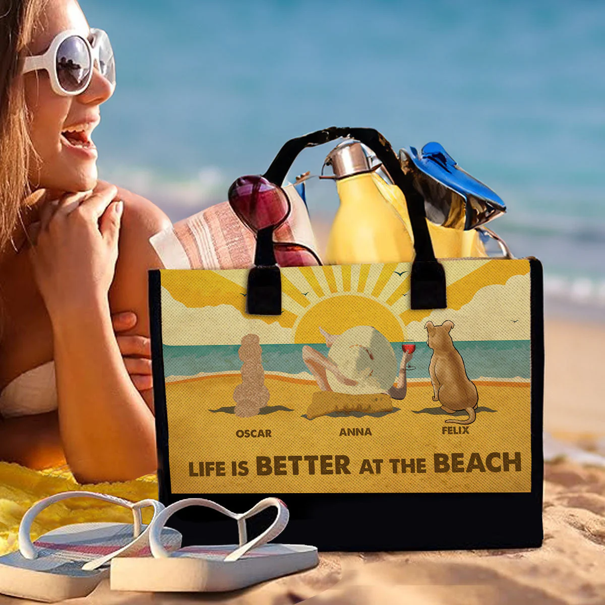 Beach Vibes - Personalized Custom Canvas Tote Bag - Image 4