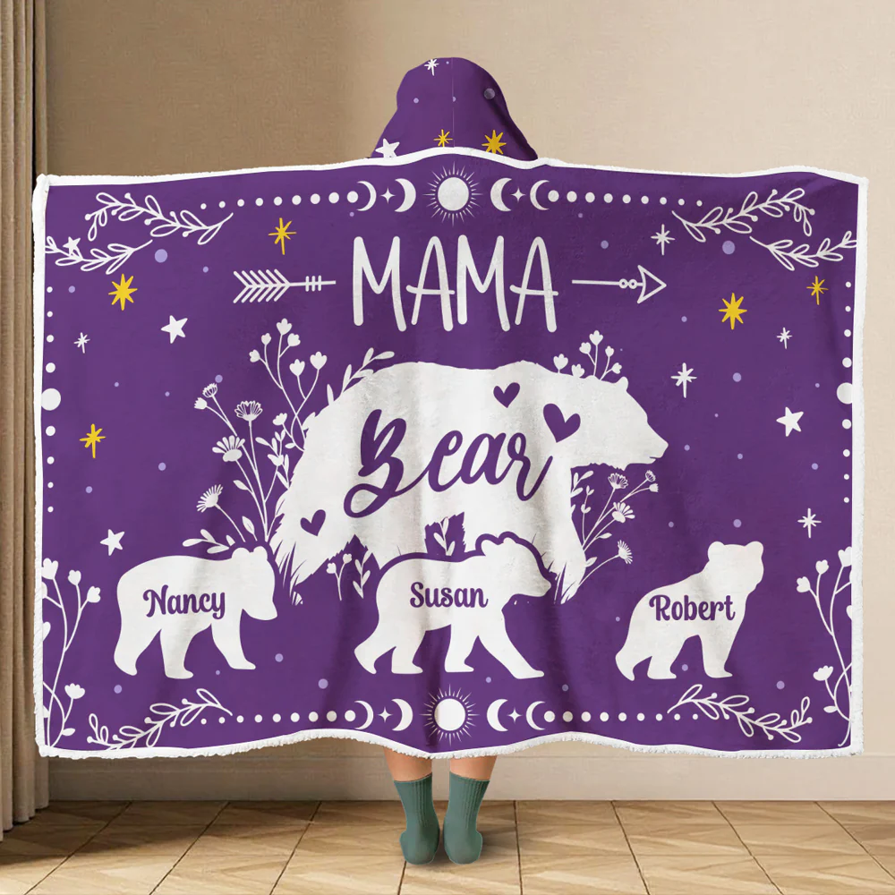 Bear Family - Personalized Custom Hooded Blanket
