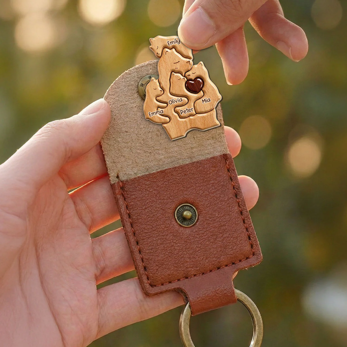 Bear Mom - Personalized Custom 3D Effect Wooden Pocket Hug - Image 4