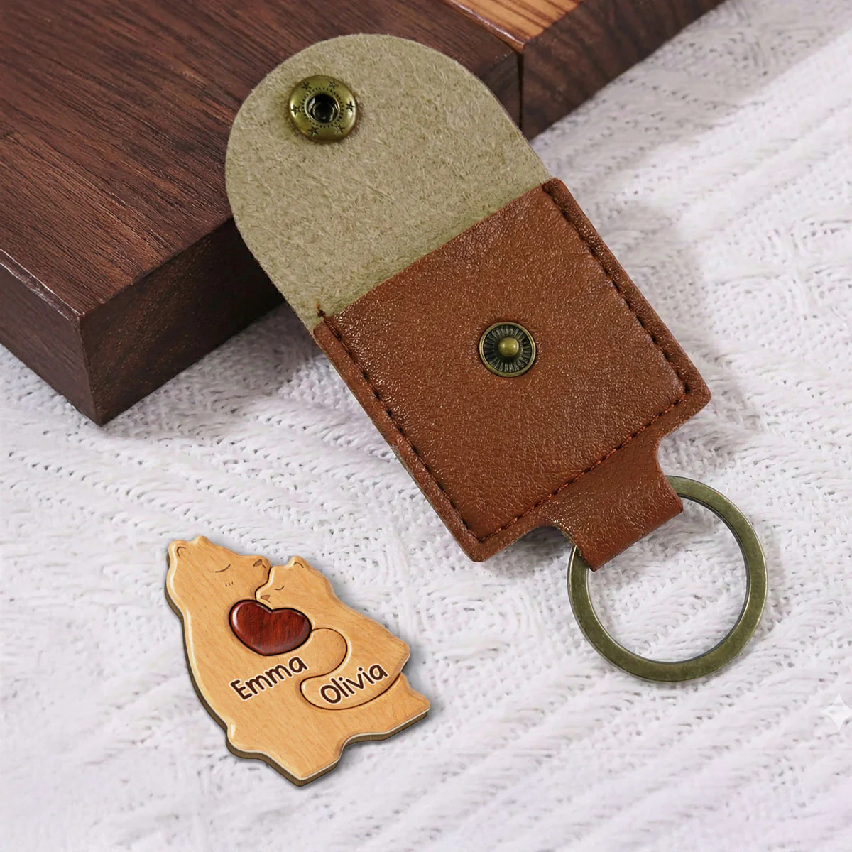 Bear Mom - Personalized Custom 3D Effect Wooden Pocket Hug - Image 5