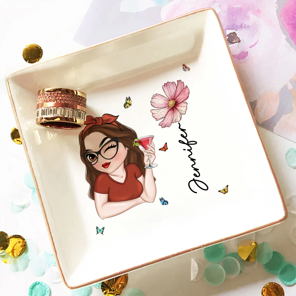 Beautiful Bestie - Personalized Custom Jewelry Dish - Image 3