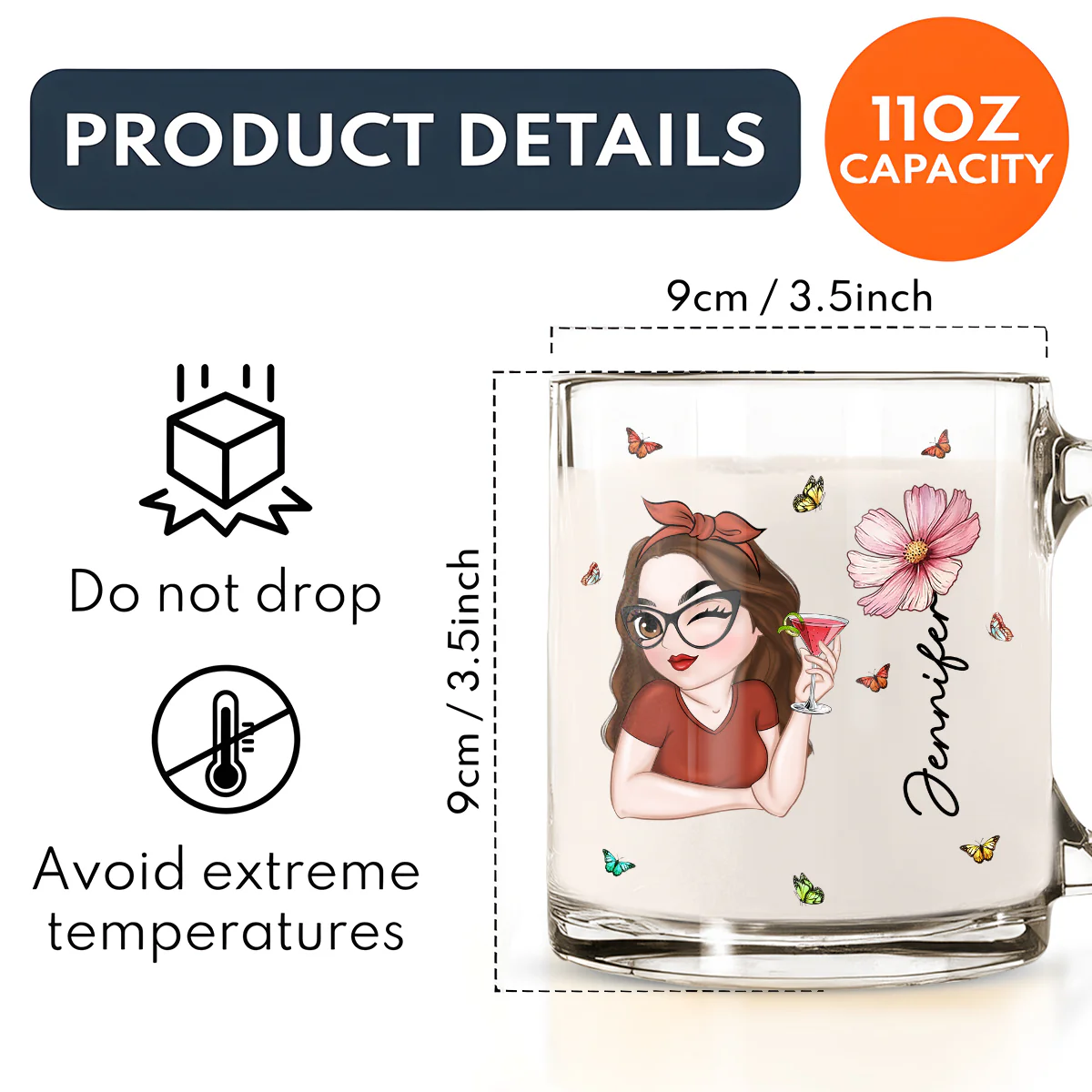 Beautiful Friend - Personalized Custom Glass Mug - Image 5