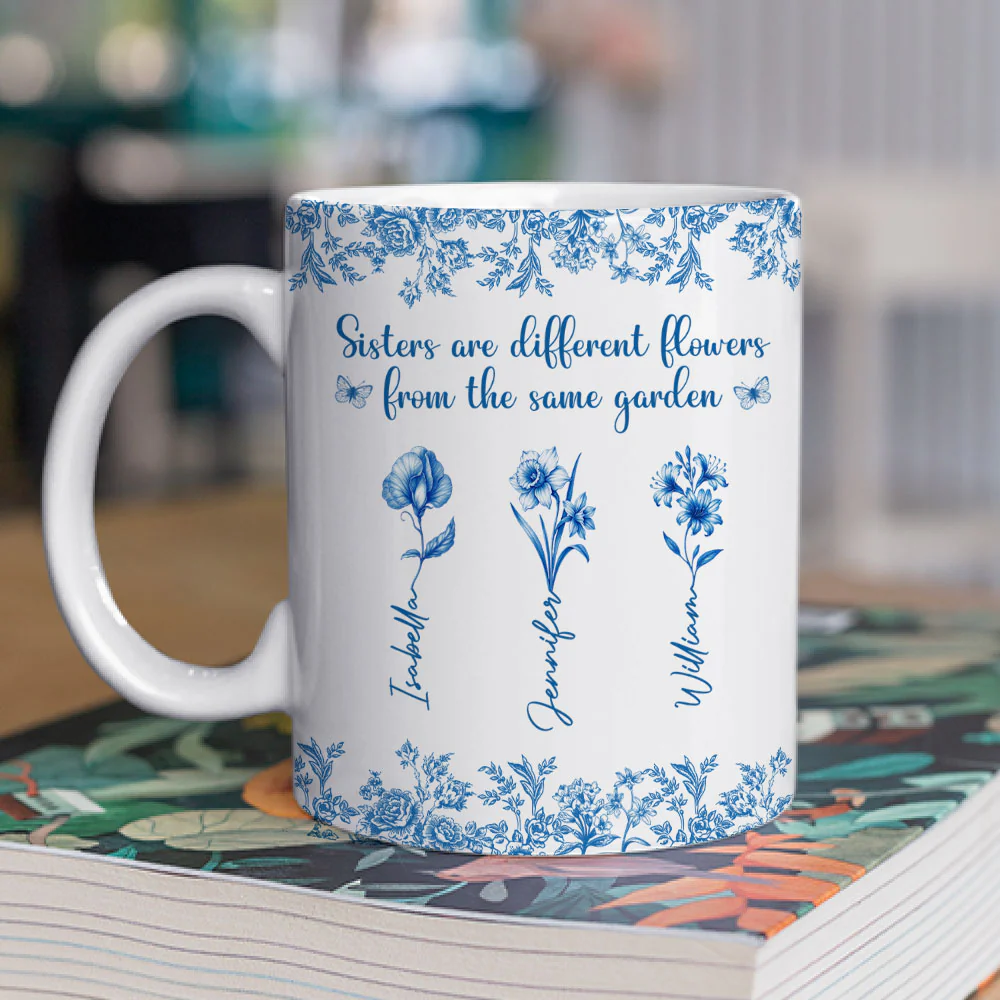 Beautiful Sisters Flower - Personalized Custom Coffee Mug - Image 2