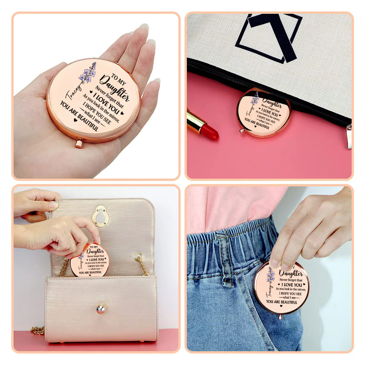 Beautiful Today Tomorrow Always - Personalized Custom Compact Mirror - Image 3