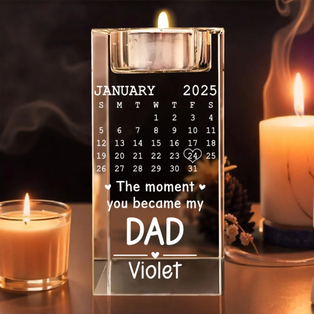 Became Daddy - Personalized Custom Engraved Crystal Candle Holder - Image 5