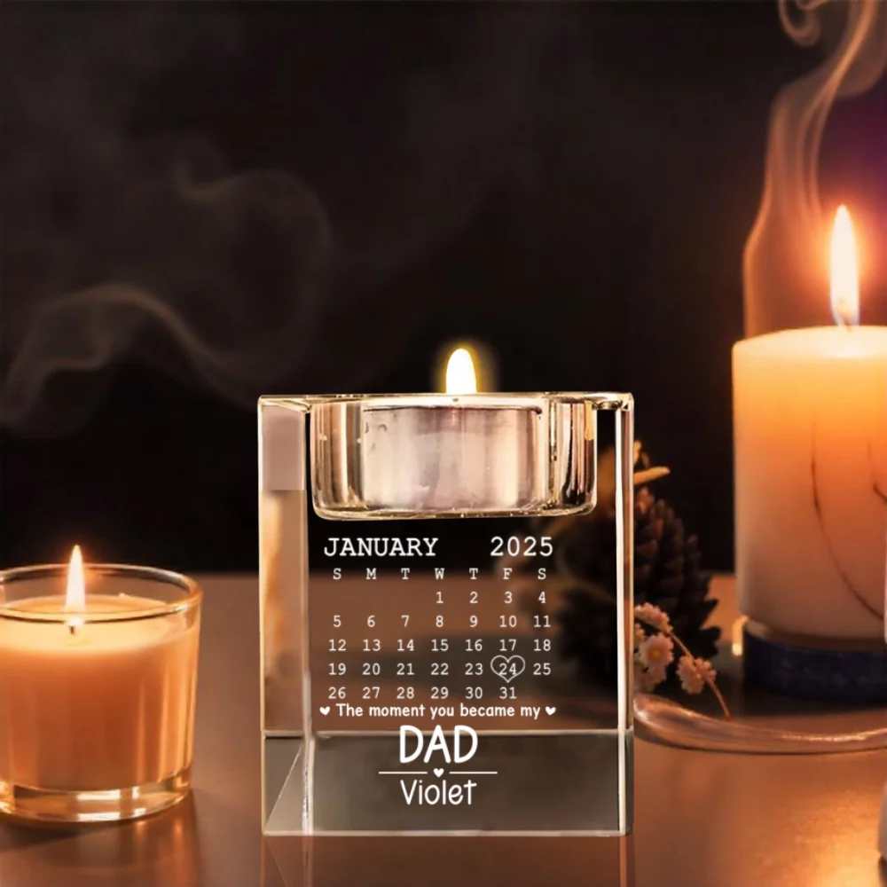 Became Daddy - Personalized Custom Engraved Crystal Candle Holder - Image 7