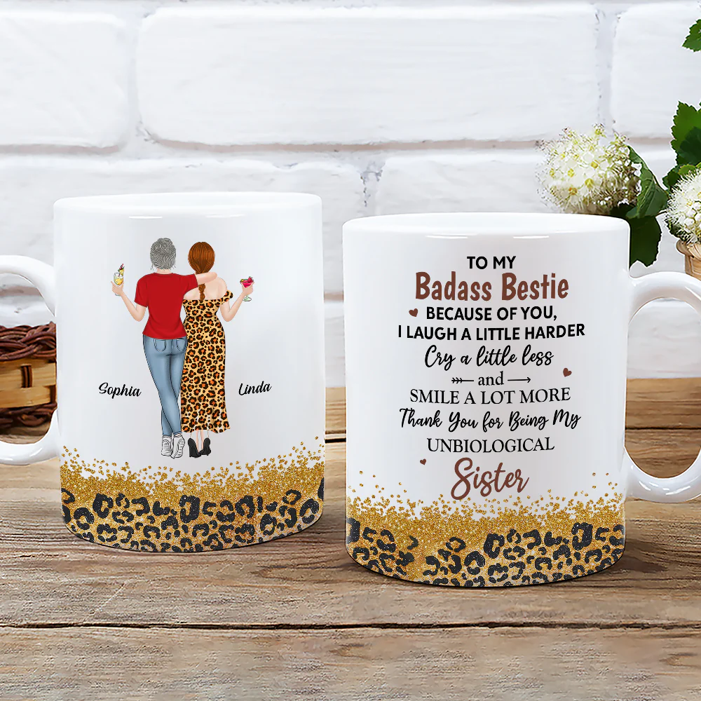 Because Of You I Laugh A Little Harder - Personalized Custom Coffee Mug - Image 2