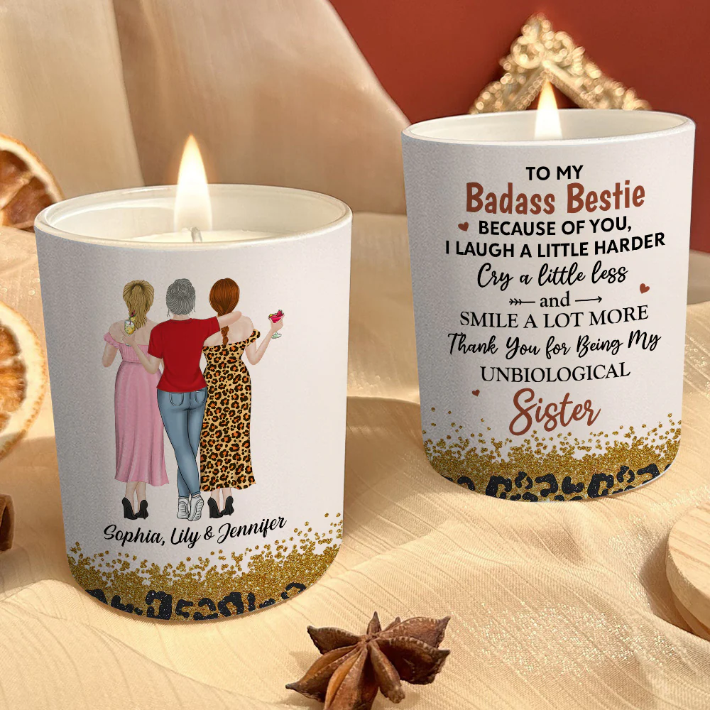 Because Of You I Laugh A Little Harder Version 2 - Personalized Custom Candle - Image 3
