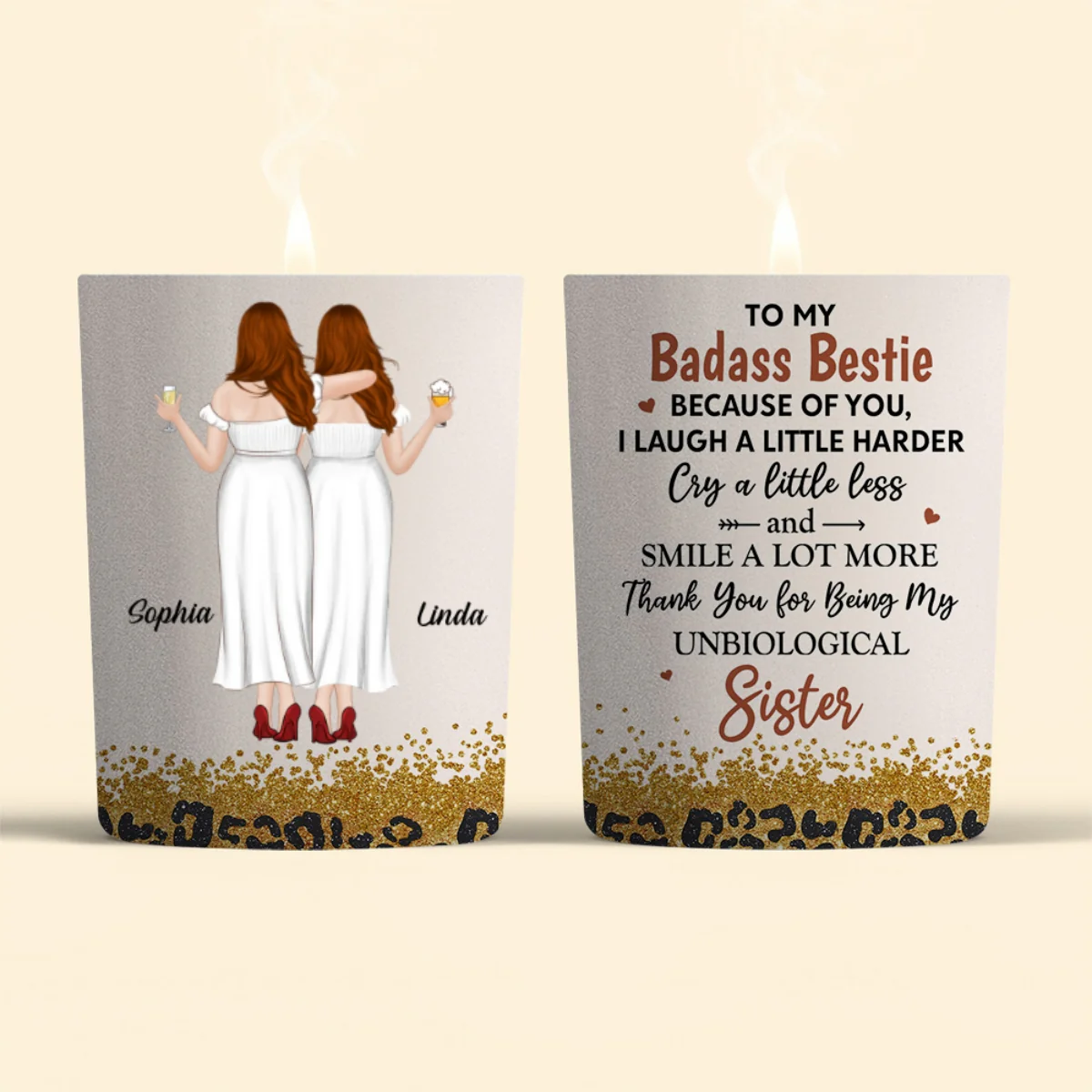 Because Of You I Laugh A Little Harder Version 2 - Personalized Custom Candle - Image 6