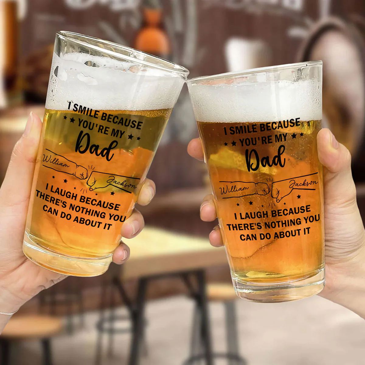 Because You Are My Brother - Personalized Custom Beer Glass - Image 4