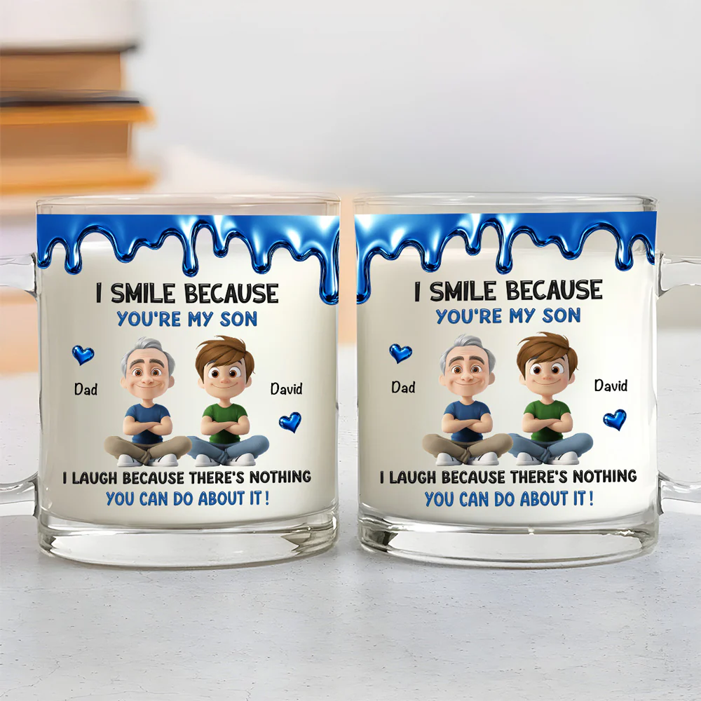 Because You Are My Son - Personalized Custom Glass Mug - Image 3