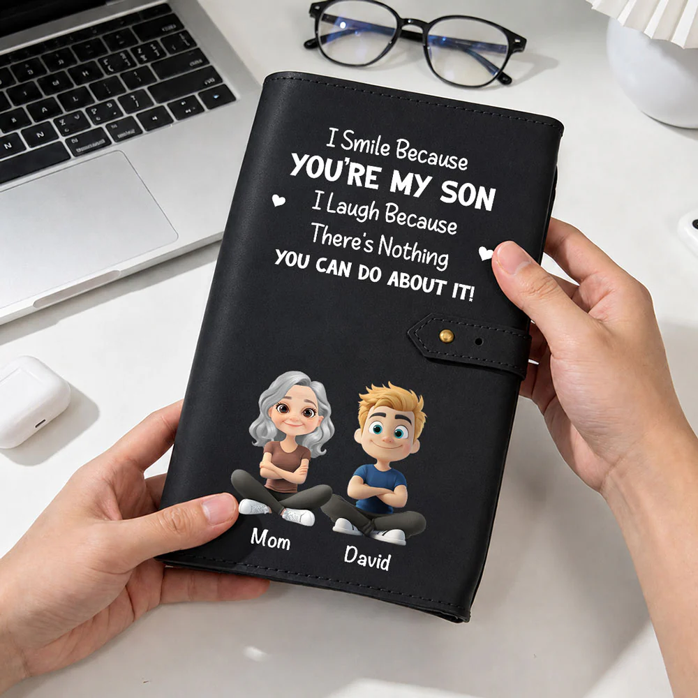 Because You Are My Son - Personalized Custom Leather Charger Bag - Image 2