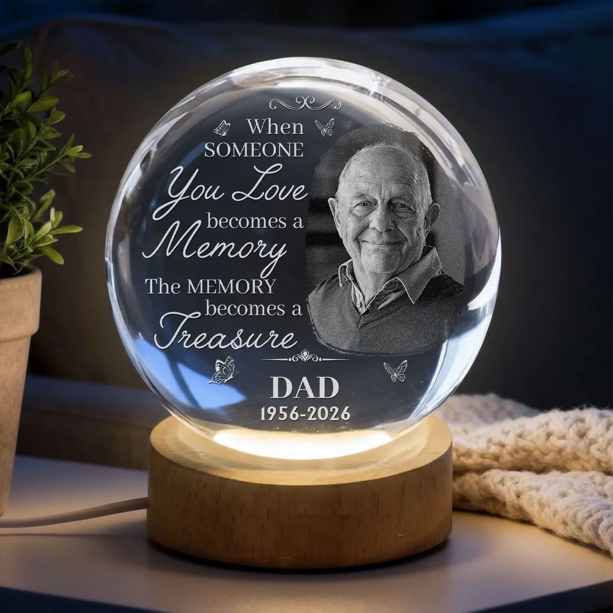 Become A Treasure - Personalized Custom Crystal Globe Lamp - Image 3