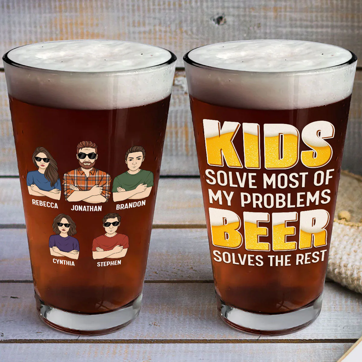 Beer Solve The Rest - Personalized Custom Beer Glass - Image 3