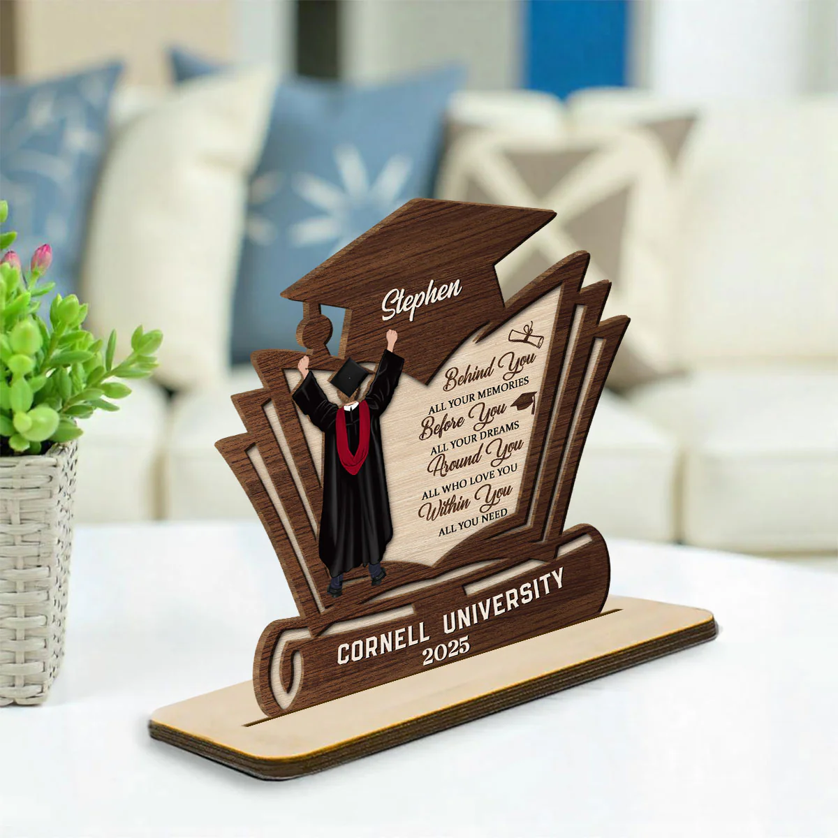 Before You All Your Dreams - Personalized Custom 2-Layer Wood Plaque With Flat Base - Image 3