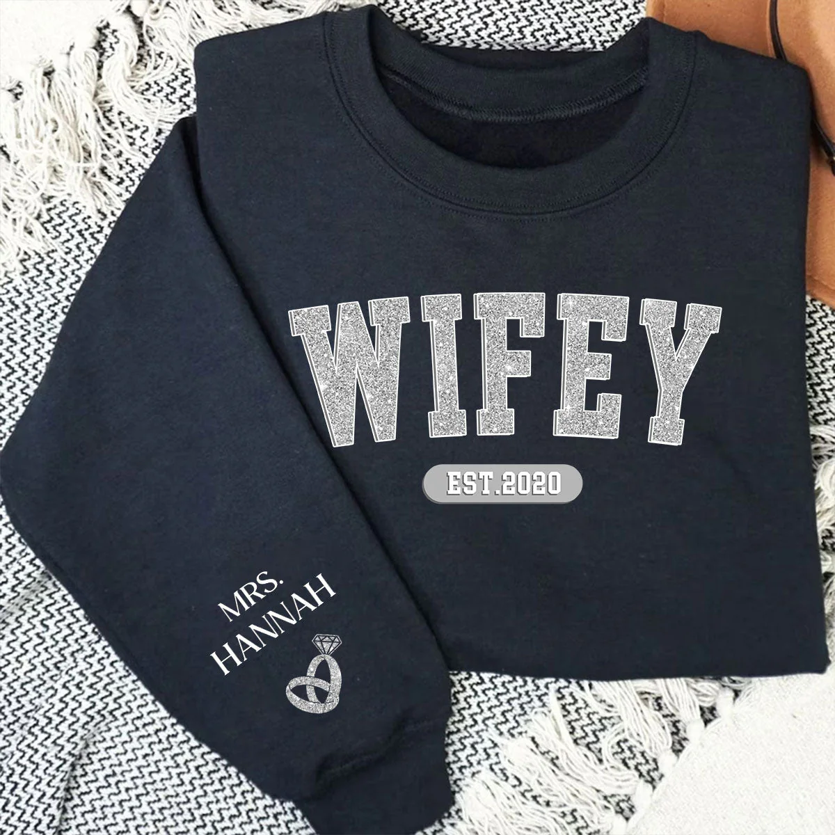 Being Wifey Est - Personalized Custom Sweatshirt - Image 3
