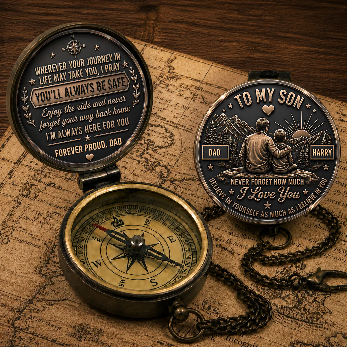 Believe In Your Journey - Personalized Custom Pocket Compass - Image 2