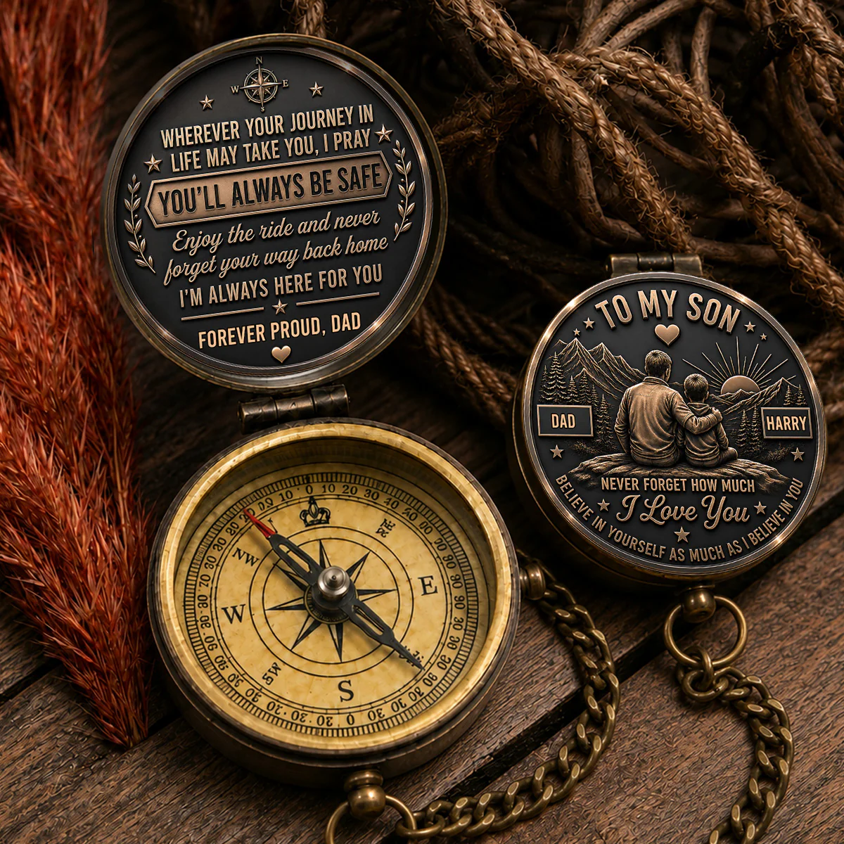 Believe In Your Journey - Personalized Custom Pocket Compass - Image 4