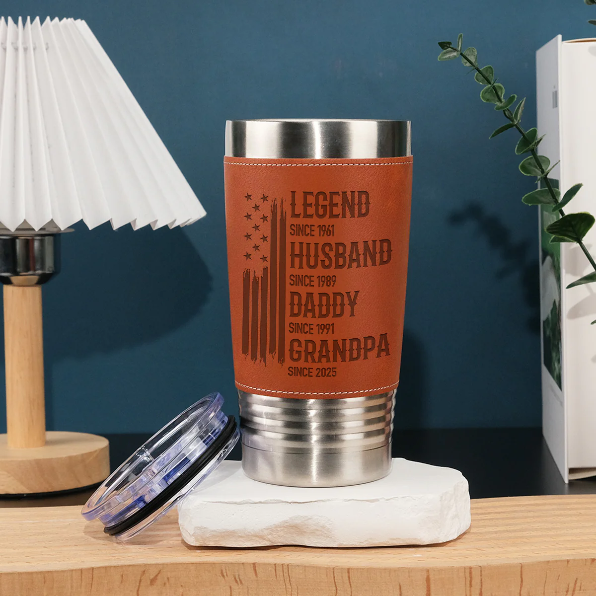 Belongs To Legend - Personalized Custom Engraved Leather Tumbler - Image 5