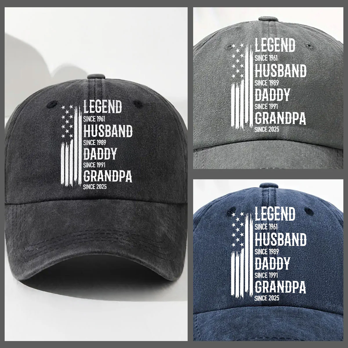 Belongs To Legend  - Personalized Custom Vintage Washed Denim Cap - Image 3