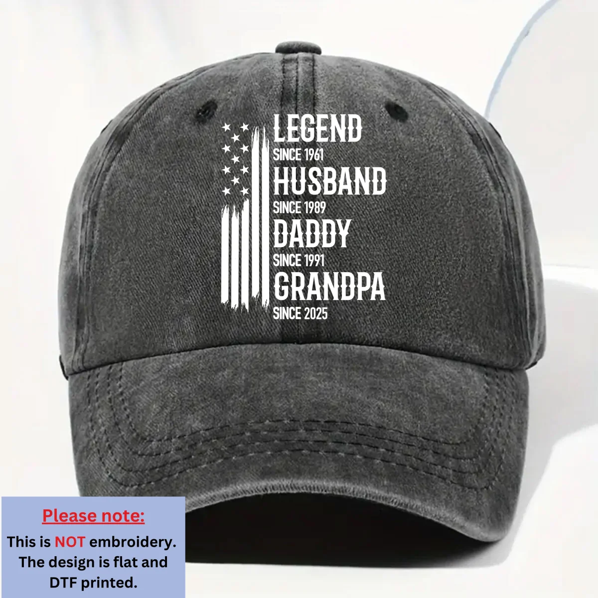 Belongs To Legend  - Personalized Custom Vintage Washed Denim Cap - Image 5