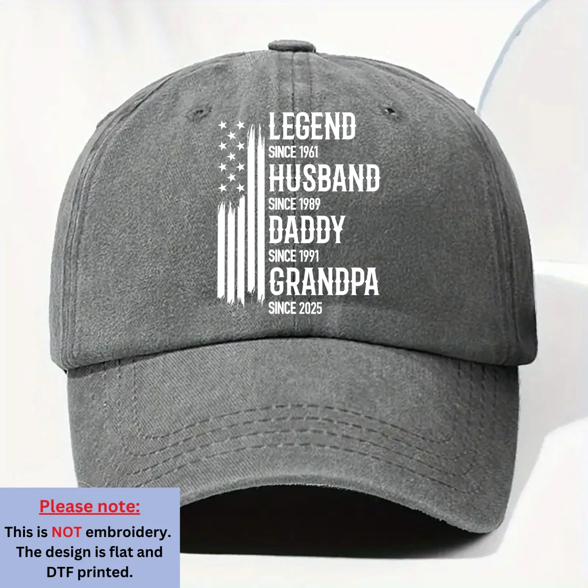 Belongs To Legend  - Personalized Custom Vintage Washed Denim Cap - Image 6