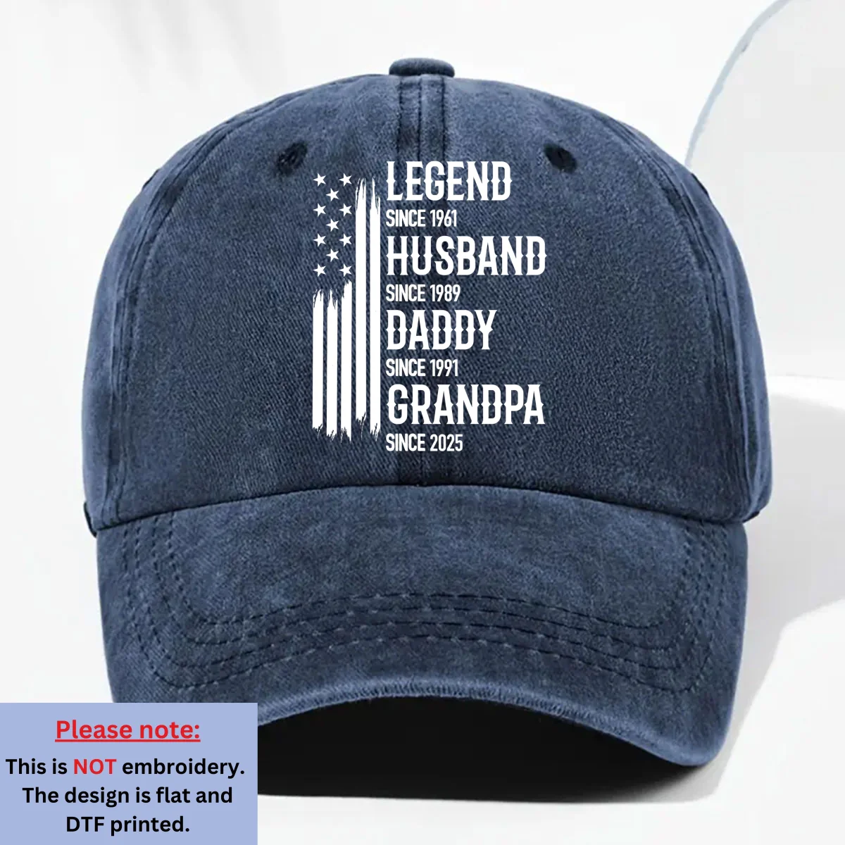 Belongs To Legend  - Personalized Custom Vintage Washed Denim Cap - Image 7