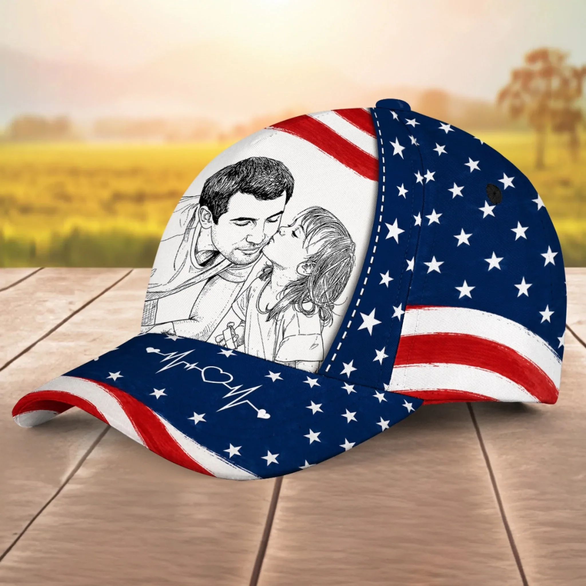 Best American Sketch Dad - Personalized Custom Classic Cap - Image 3