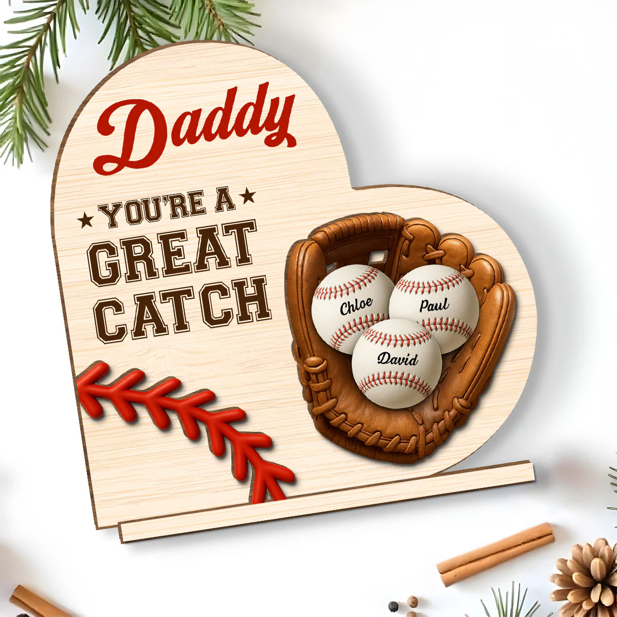Best Baseball Dad - Personalized Custom 2-Layer Wood Plaque With Flat Base - Image 5