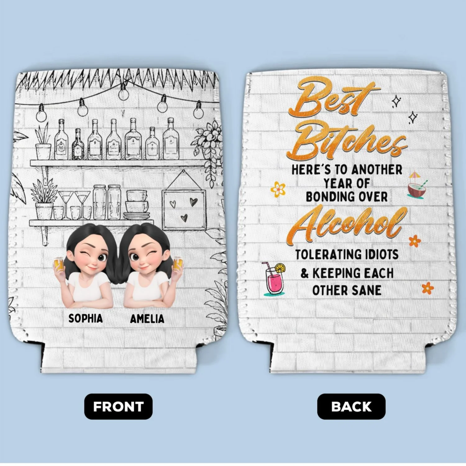 Best Bitches - Personalized Custom Skinny Can Cooler - Image 8