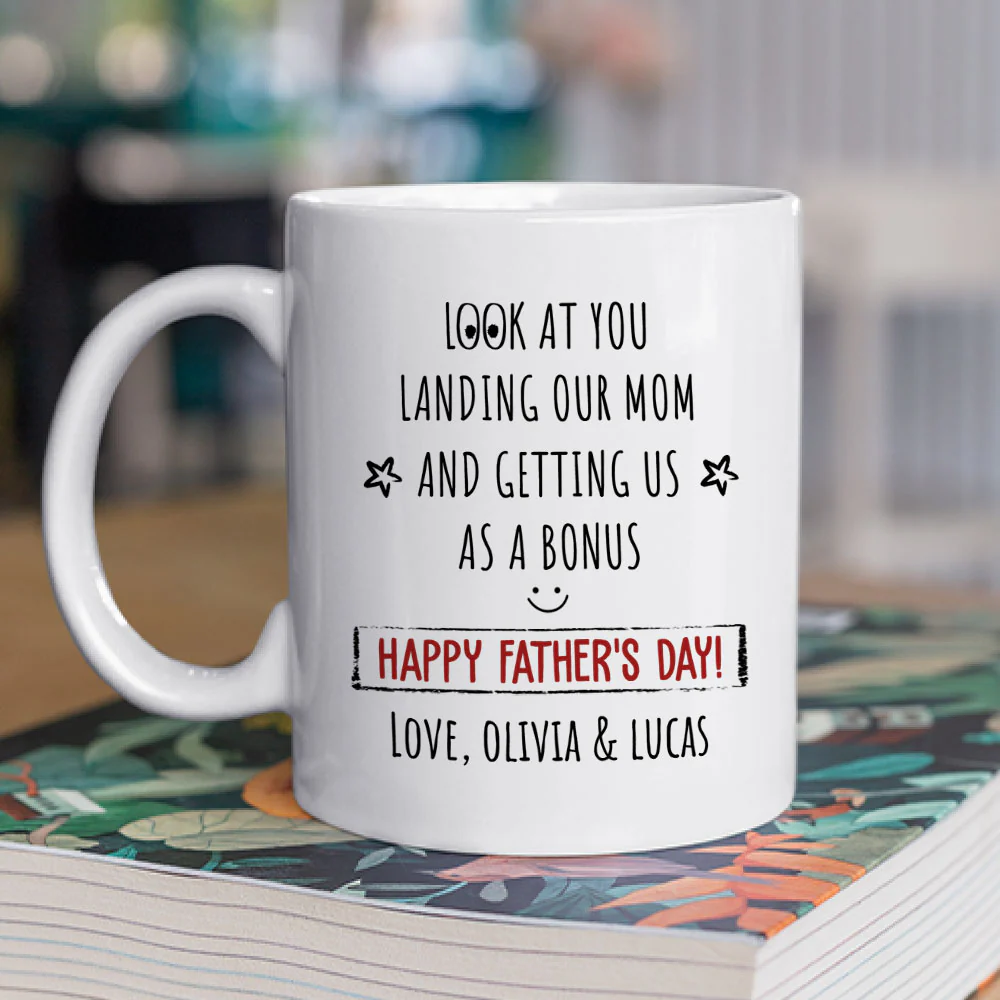 Best Bonus Dad Ever - Personalized Custom Coffee Mug - Image 2