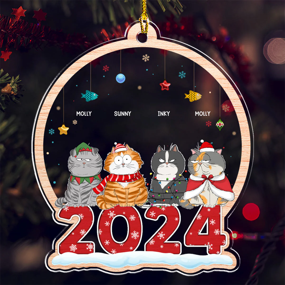 Best Cat Mom - Personalized Custom Acrylic Ornament - Image 4