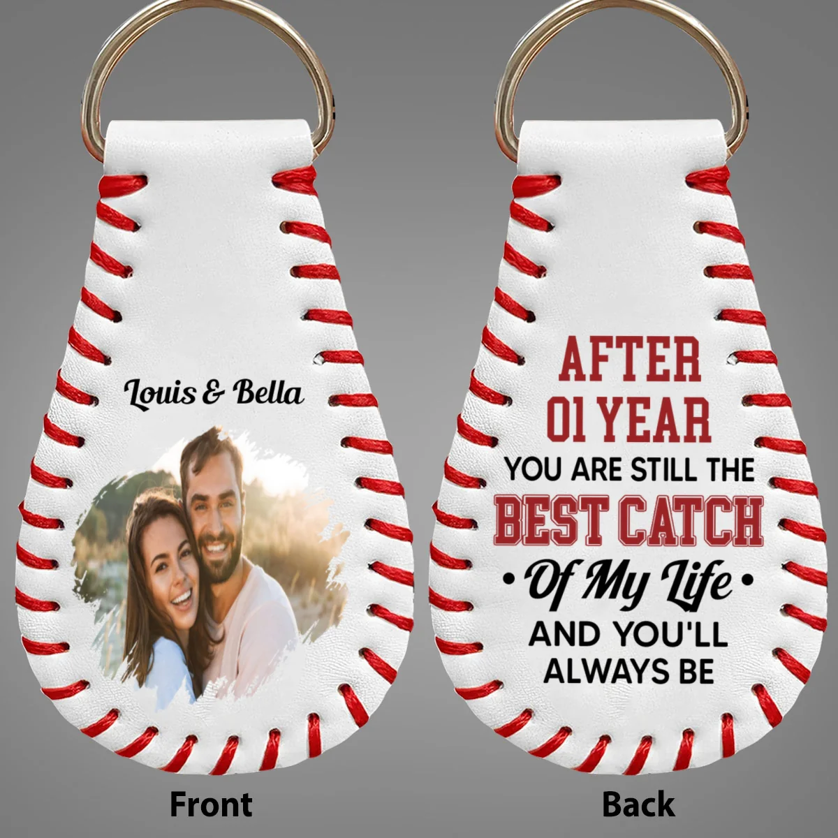 Best Catch - Personalized Custom Leather Baseball Keychain - Image 7