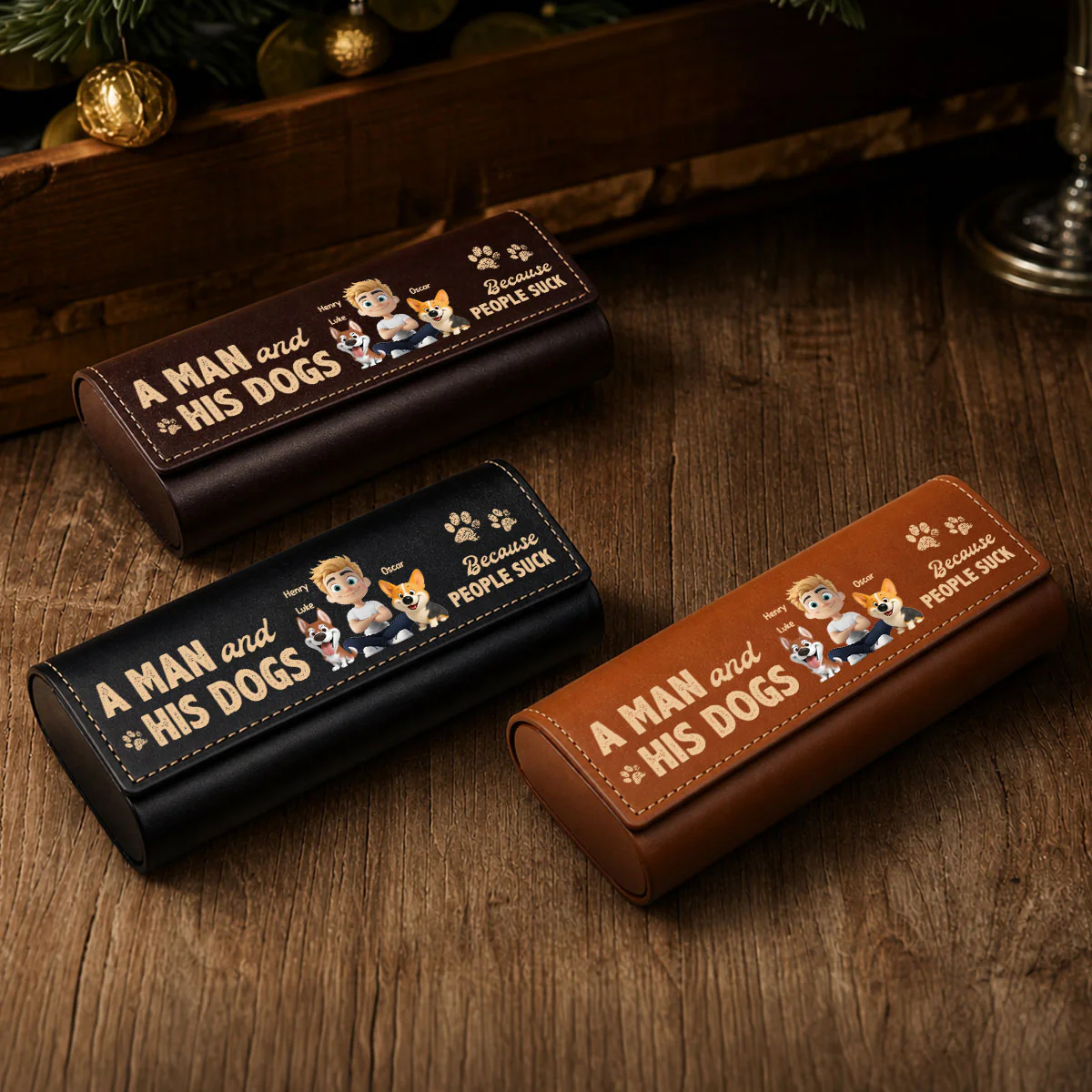Best Dad And No One Else - Personalized Custom Leather Eyeglass Case - Image 3